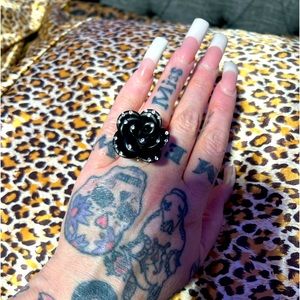 Torrid Black rose bling ring - new no tags